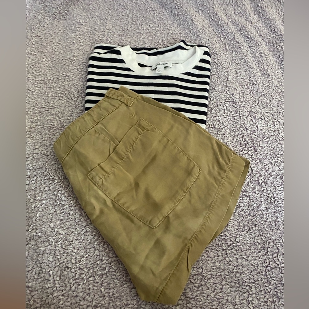 $15 sale Stripped Shirt XS oversized/EA tan shorts 6 lot